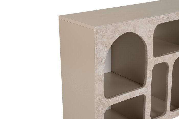 Hanah Home Consola Liva 120 - Mueble de Entrada o Salón con Puertas, 120x74x37 cm, color Mármol Travertino y Arenisca